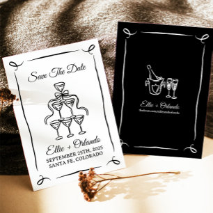 Invitation Tour de champagne dessinée à la main de manière fa