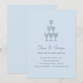 Invitation Tour de champagne Doodle Bleu Froid Mariage (Devant / Derrière)