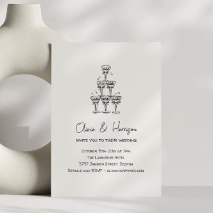 Invitation Tour de champagne Doodle Nom personnalisé Mariage