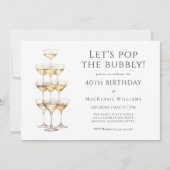 Invitation Tour de Champagne Elégante fête du 40e anniversair (Devant)