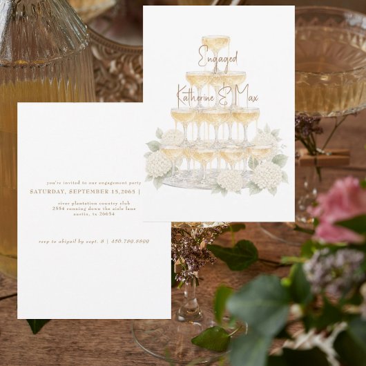 Invitation Tour de champagne Hydrangeas blanches Fête de fian