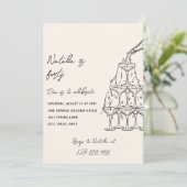 Invitation Tour de Champagne Illustrée Retro 40e anniversaire (Debout devant)