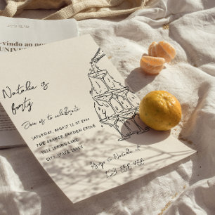 Invitation Tour de Champagne Illustrée Retro 40e anniversaire