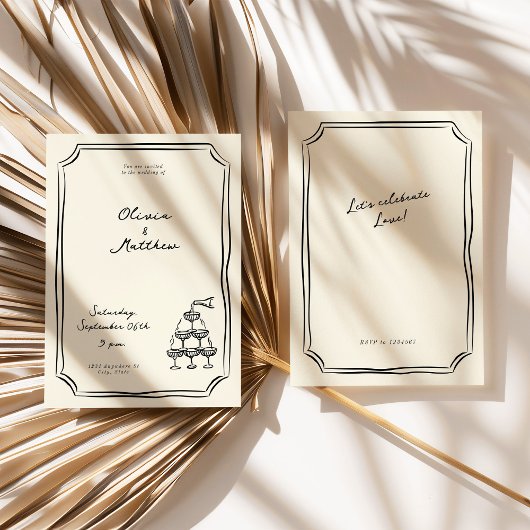 Invitation Tour de Champagne Mariage Whimsical