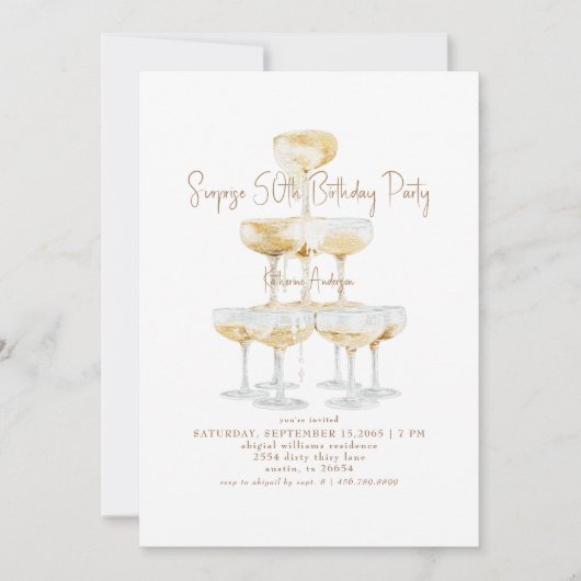 Invitation Tour de champagne surprise pour 50 ans (Devant)
