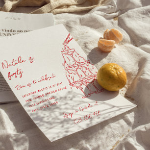 Invitation Tour de Champagne tirée à main rétro 40e anniversa