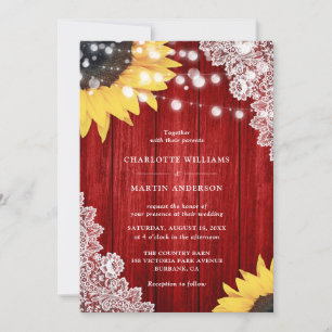 Invitation Tour de mariage en bois de tournesol rouge Fleur d
