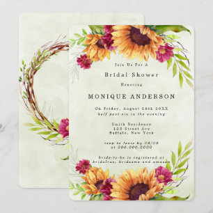 Invitation Tour de mariage floral rose Printemps Tournesols