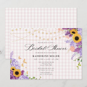 Invitation Tour de mariage rustique rose lavande tournesol