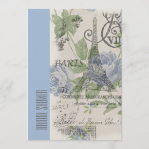 Invitation tour de muffel bleu paris douche vintage à nuptial
