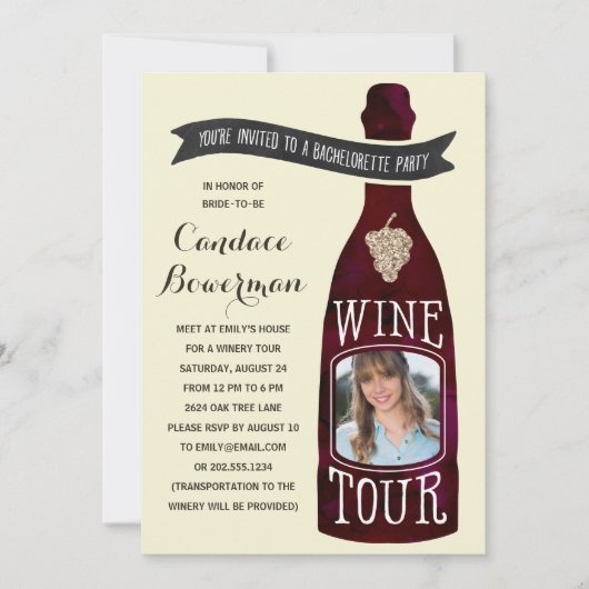 Invitation Tour des vins | Photo Bachelorette (Devant)