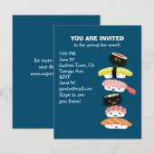 Invitation Tour du Sushi : une pile de sushis amusants, amis  (Devant / Derrière)