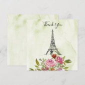 Invitation Tour Eiffel aquarelle verte Remerciements de maria (Devant / Derrière)