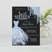 Invitation Tour Eiffel Argent Parties scintillant bleue Drive (Debout devant)