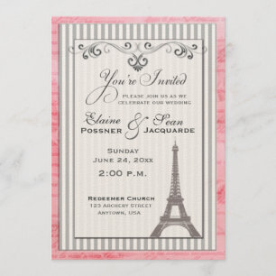 Invitation Tour Eiffel avec des remous et des rayures