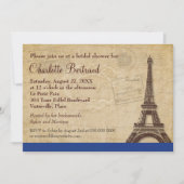 Invitation Tour Eiffel Bleu Fête des mariées parisienne (Devant)