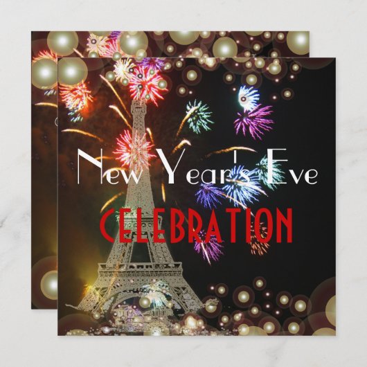 Invitation Tour Eiffel, bulles de champagne pyrotechniques (Devant / Derrière)