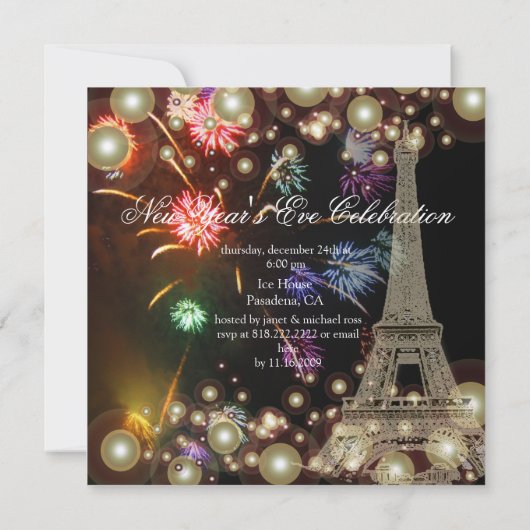 Invitation Tour Eiffel, bulles de champagne pyrotechniques (Dos)