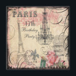 Invitation Tour Eiffel chic et lustre 17e anniversaire<br><div class="desc">Elégante Tour Eiffel vintage Parisienne 17e anniversaire invitations pour les adolescentes de rose et de noir glamour avec un magnifique collage shabby chic imprimé de roses romantiques, un élégant lustre français antique, l'Arc de Triomphe, la Tour Eiffel et le mot Paris sur un joli arrière - plan orné de tourbillons...</div>