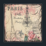 Invitation Tour Eiffel chic et lustre 18e anniversaire<br><div class="desc">Elégante Tour Eiffel vintage Parisienne 18e anniversaire Invitations pour adolescentes de couleur rose et noir glamour avec un magnifique collage shabby chic imprimé de roses romantiques, lustre français ancien et design, l'Arc de Triomphe, la Tour Eiffel et le mot Paris sur un joli arrière - plan orné de tourbillons et...</div>