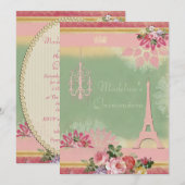 Invitation Tour Eiffel chic et lustre de Quinceañera (Devant / Derrière)