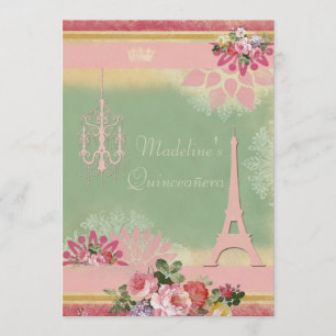 Invitation Tour Eiffel chic et lustre de Quinceañera