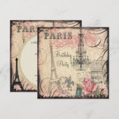 Invitation Tour Eiffel chic et lustre tout anniversaire d'âge (Devant / Derrière)