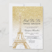 Invitation Tour Eiffel chic or parties scintillant marbre Swe (Devant)