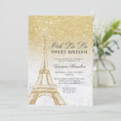 Invitation Tour Eiffel chic or parties scintillant marbre Swe (Debout devant)