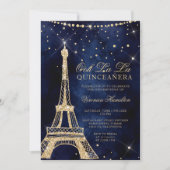 Invitation Tour Eiffel chic parties scintillant or scintillan (Devant)