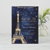 Invitation Tour Eiffel chic parties scintillant or scintillan (Debout devant)