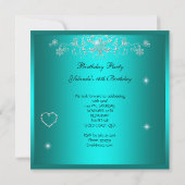 Invitation Tour Eiffel Couronne Turquoise Sweet 16 Seize Ans (Dos)