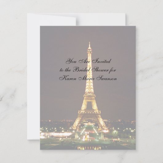 Invitation Tour Eiffel de nuit (Devant)