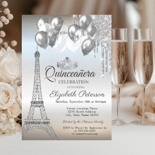 Invitation Tour Eiffel de Paris, Ballons qui gouttent pour Qu