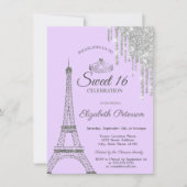 Invitation Tour Eiffel de Paris, Gouttes, Douce seize ans Vio (Devant)