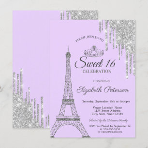 Invitation Tour Eiffel de Paris, Gouttes, Douce seize ans Vio