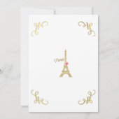 Invitation Tour Eiffel de Paris Or Rose Rose Fête Douce 16 (Dos)