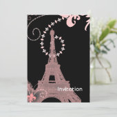 Invitation tour eiffel de paris rose et noir (Debout devant)