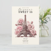Invitation Tour Eiffel de Paris & Roses Roses 16 ans Douce (Debout devant)
