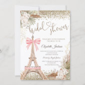 Invitation Tour Eiffel Diamants Arc Fleurs Mariage (Devant)