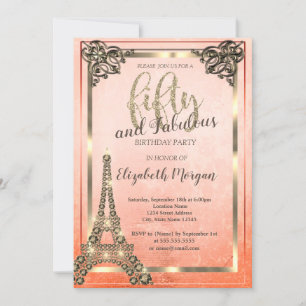 Invitation Tour Eiffel Diamants, Bordure Orange 50e Anniversa