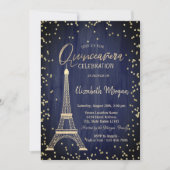 Invitation Tour Eiffel Diamants Marine Quinceanera Bleue (Devant)