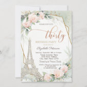 Invitation Tour Eiffel Diamants Roses roses roses 30e anniver (Devant)