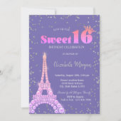 Invitation Tour Eiffel Diamants Violet Sweet 16 (Devant)