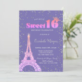 Invitation Tour Eiffel Diamants Violet Sweet 16 (Debout devant)
