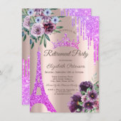 Invitation Tour Eiffel, Echos, Fleurs Violettes Retraite (Devant / Derrière)