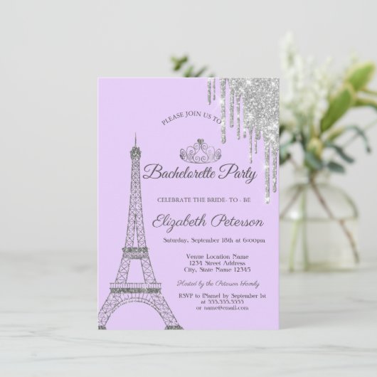 Invitation Tour Eiffel, Écluses, Bachelorette violette (Debout devant)