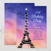Invitation Tour Eiffel étincelante Coucher de soleil 21e anni (Devant / Derrière)