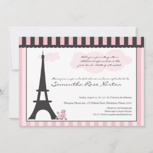 Invitation Tour Eiffel & Fête des mariées aux canicules roses
