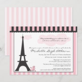 Invitation Tour Eiffel & Fête des mariées aux canicules roses (Devant / Derrière)